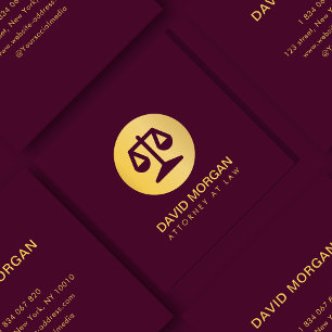 Juristenzeichen Burgund und Gold Quadratische Visitenkarte