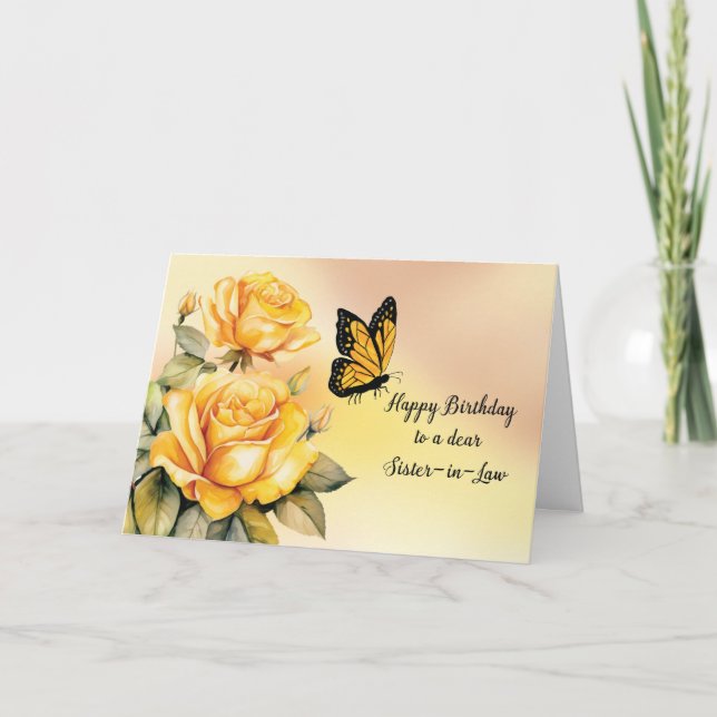 Juristerin Birthday Yellow Roses mit Butterfly Karte (Vorderseite)