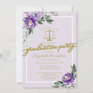 Juristische Schule Graduation Party Lila Lavendel  Einladung