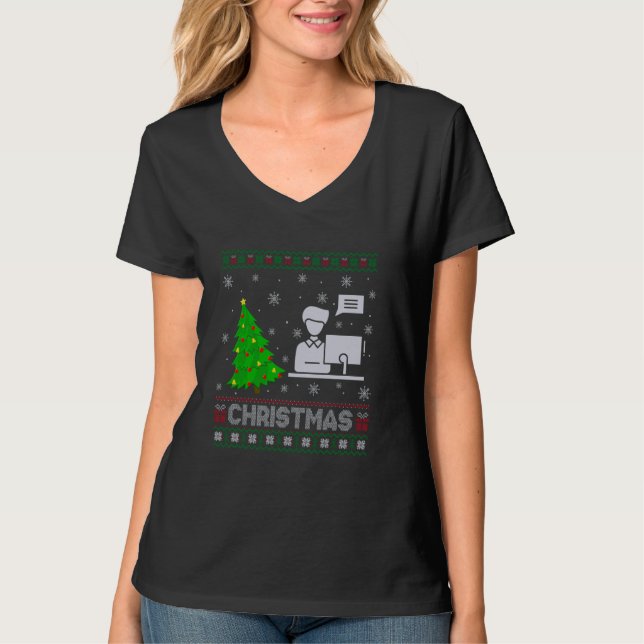 Juristischer Sekretär Xmas Tree Lighting Ugly Weih T-Shirt (Vorderseite)