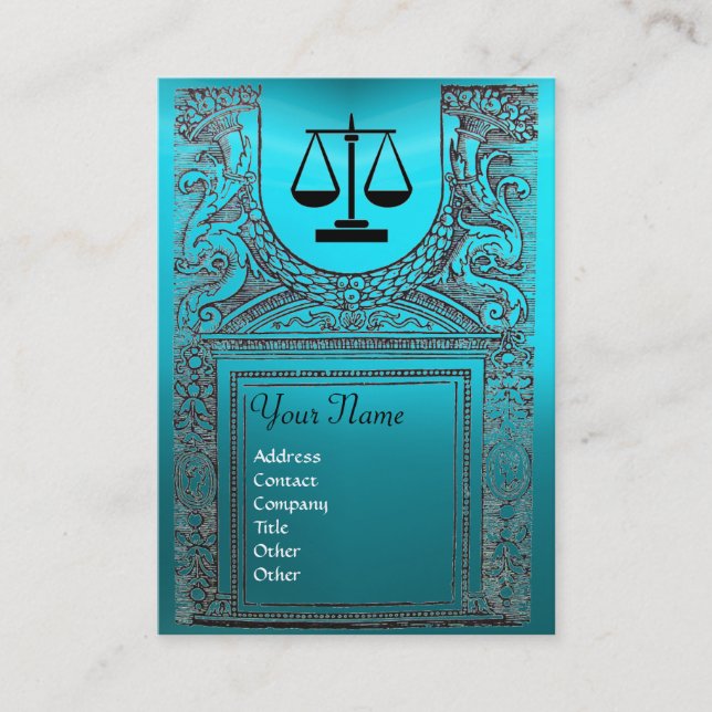 JURISTISCHES AMT, ATTORNEY Monogram blau Visitenkarte (Vorderseite)