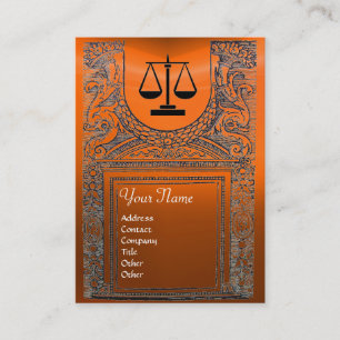 JURISTISCHES AMT, ATTORNEY Monogram, gelb orange Visitenkarte