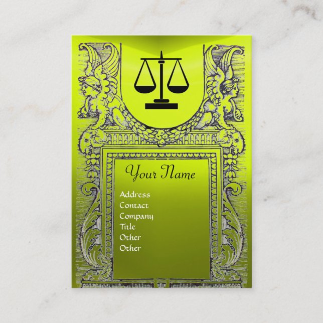 JURISTISCHES AMT, ATTORNEY Monogram gelb Visitenkarte (Vorderseite)