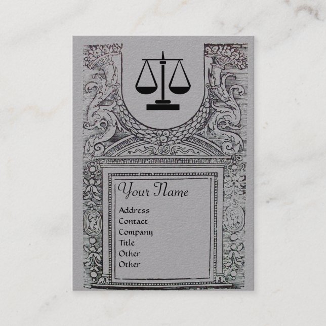 JURISTISCHES AMT, ATTORNEY Monogram Graues Papier Visitenkarte (Vorderseite)