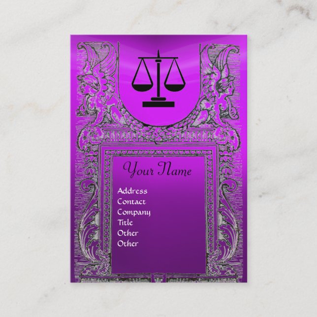 JURISTISCHES AMT, ATTORNEY Monogram lila Visitenkarte (Vorderseite)