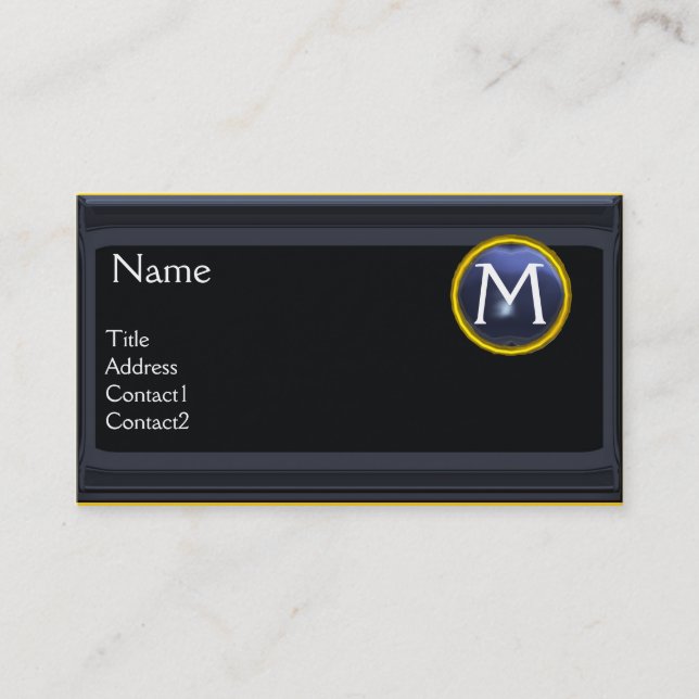 JURISTISCHES AMT, ATTORNEY Monogram, schwarz-blau  Visitenkarte (Vorderseite)