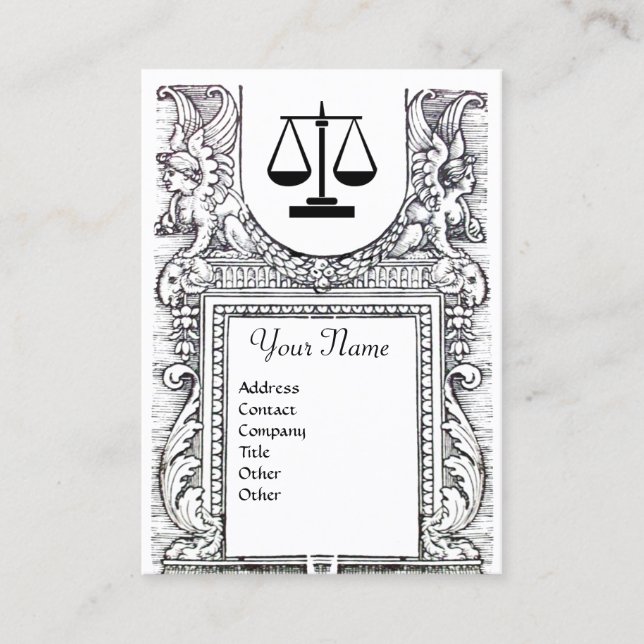 JURISTISCHES AMT, ATTORNEY Monogram Schwarz-weiß Visitenkarte (Vorderseite)