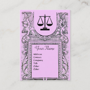 JURISTISCHES AMT, ATTORNEY Monogramm, rosa Visitenkarte