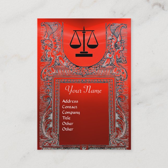 JURISTISCHES AMT, ATTORNEY Monogramm, rot Visitenkarte (Vorderseite)