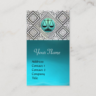 JURISTISCHES BÜRO, ATTORNEY AQUAMARIN BLAU WHITE D VISITENKARTE