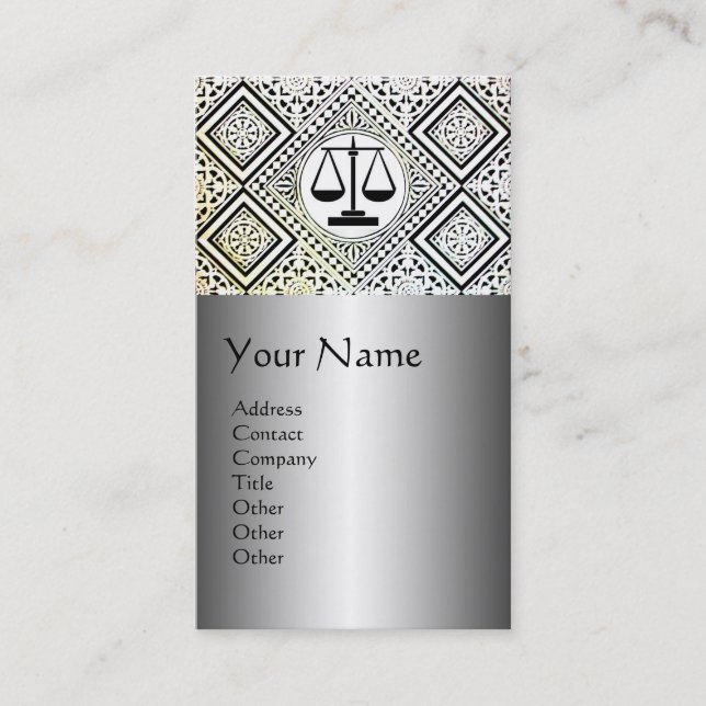 JURISTISCHES BÜRO,ATTORNEY DAMASK Black Silver Pla Visitenkarte (Vorderseite)