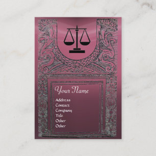 JURISTISCHES BÜRO, ATTORNEY Monogram, lila Visitenkarte