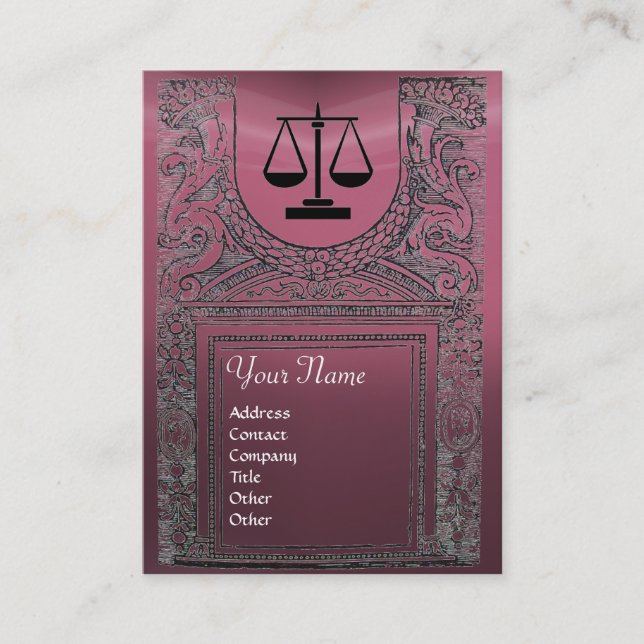 JURISTISCHES BÜRO, ATTORNEY Monogram, lila Visitenkarte (Vorderseite)