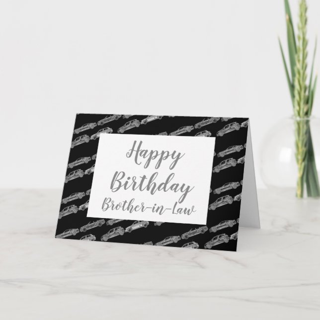 Juroren-Chrom-graue Autos zum Geburtstag Karte (Vorderseite)