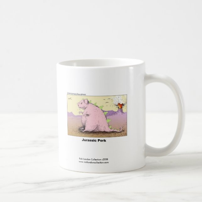 Jurrasic Pork Unglaublich witzig Cartoon Kaffee Ta Kaffeetasse (Rechts)