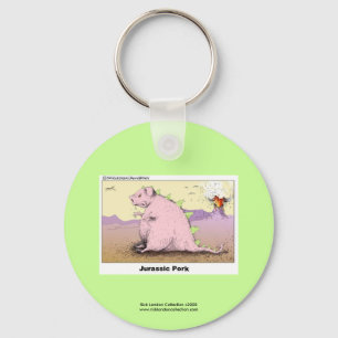 Jurrasisches Schwein Hilarischer Cartoon Schlüssel Schlüsselanhänger