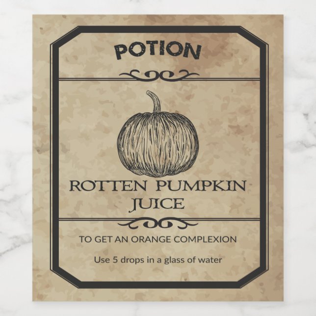 Jus Citrouille d'Halloween Rotten Étiquette apothe (Étiquettes simples)