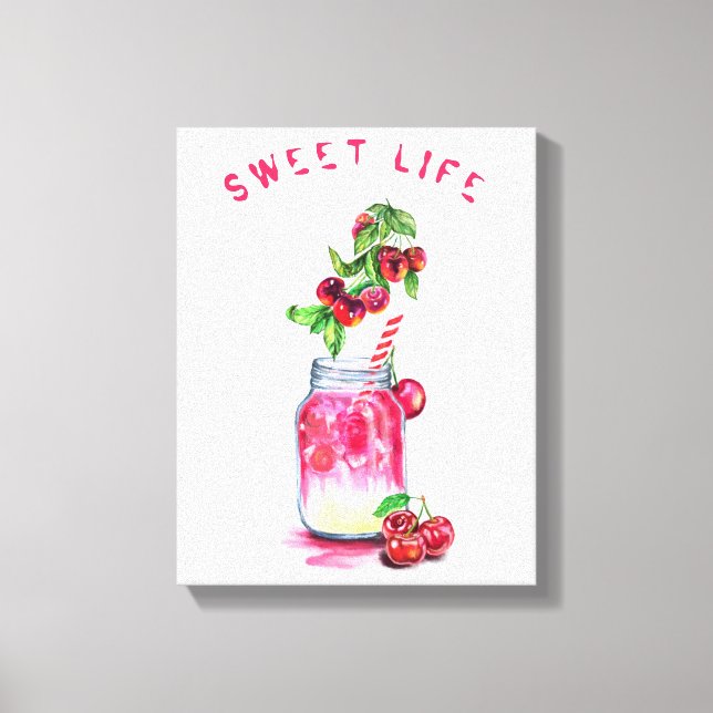 Jus de cerise Cool Boire Fruits toile Imprimer (Recto)