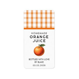 Jus d'orange maison étiquette avec à damiers motif