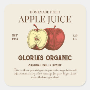 Jus vintage de fruits de pomme Étiquette de produi