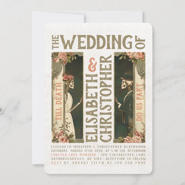 Jusqu'à la mort Art nouveau Faire-part de mariage (Devant)