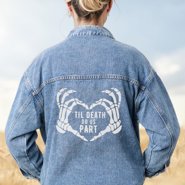 Jusqu'à la mort faisons-nous partie de la mariée M (Til Death Do Us Part Wedding Bride Denim Jacket
)