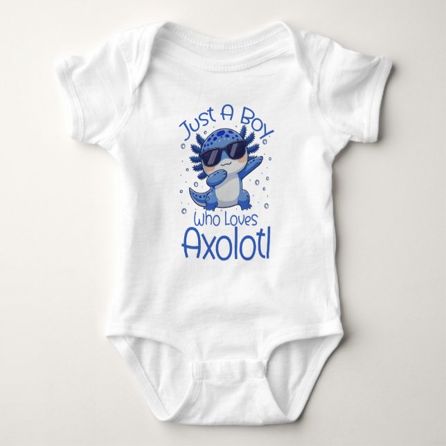 Just A Boy Who Loves Axolotl  Baby Strampler (Vorderseite)