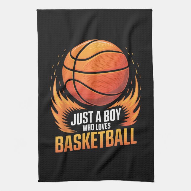 Just A Boy Who Loves Basketball Geschirrtuch (Vertikal)