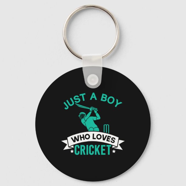 Just A Boy Who Loves Cricket Player Funny Cricket  Schlüsselanhänger (Vorderseite)