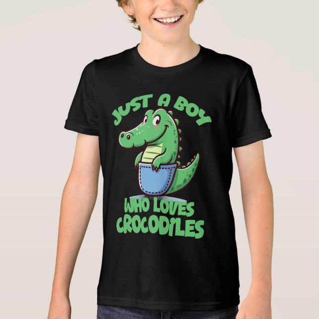Just A Boy Who Loves Crocodiles Tri-Blend Shirt (Vorderseite)