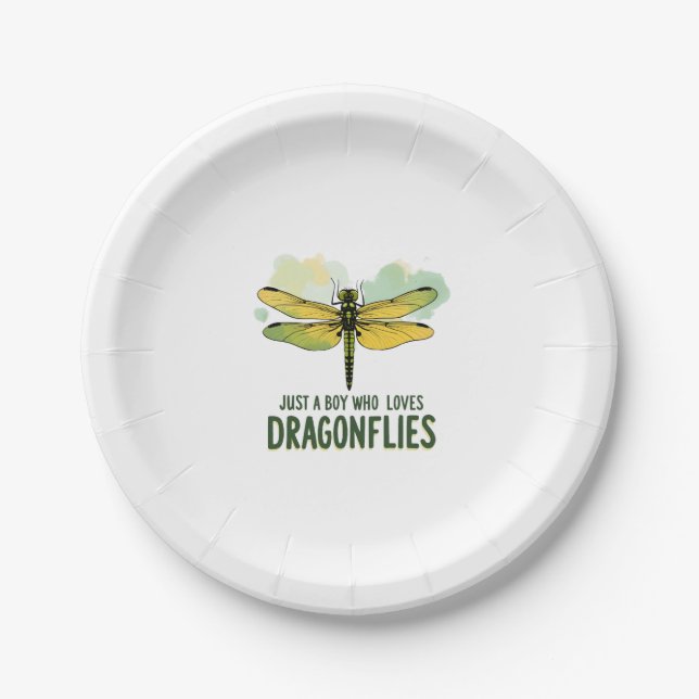 Just a Boy who loves Dragonflies. Dragonflies Drag Pappteller (Vorderseite)
