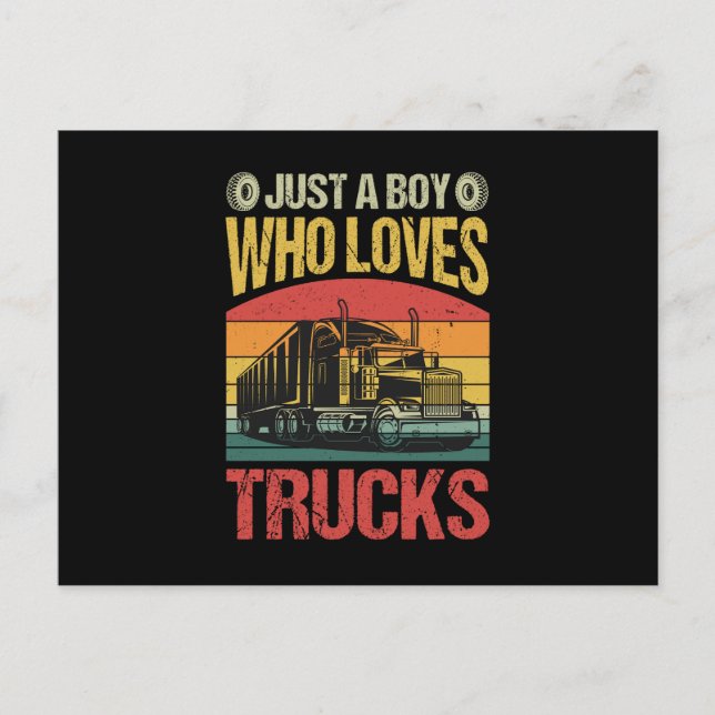 Just a Boy Who Loves Trucks Postkarte (Vorderseite)