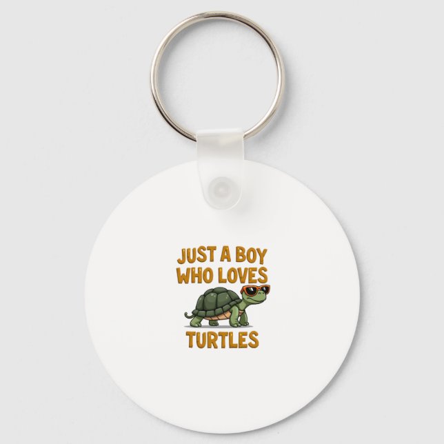 Just a boy who loves turtles Children boy (2) Schlüsselanhänger (Vorderseite)