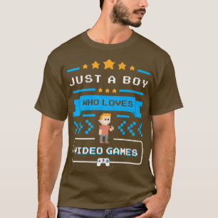 Just A Boy Who Loves Video Games Funny Retro Piel T-Shirt