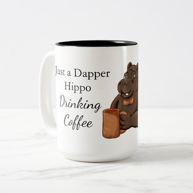 Just a Dapper Hippo Drinking Coffee - Funny Mug (Devant gauche)