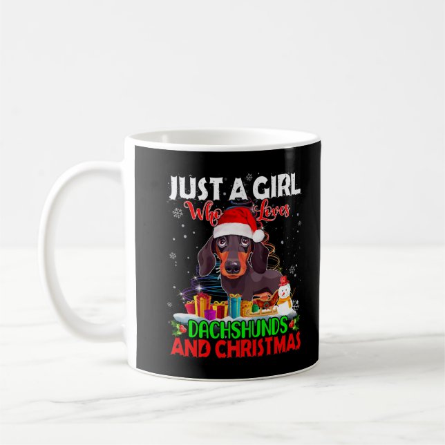Just A Girl Who Liebe Dackeln & Christmas Dachsh Kaffeetasse (Links)