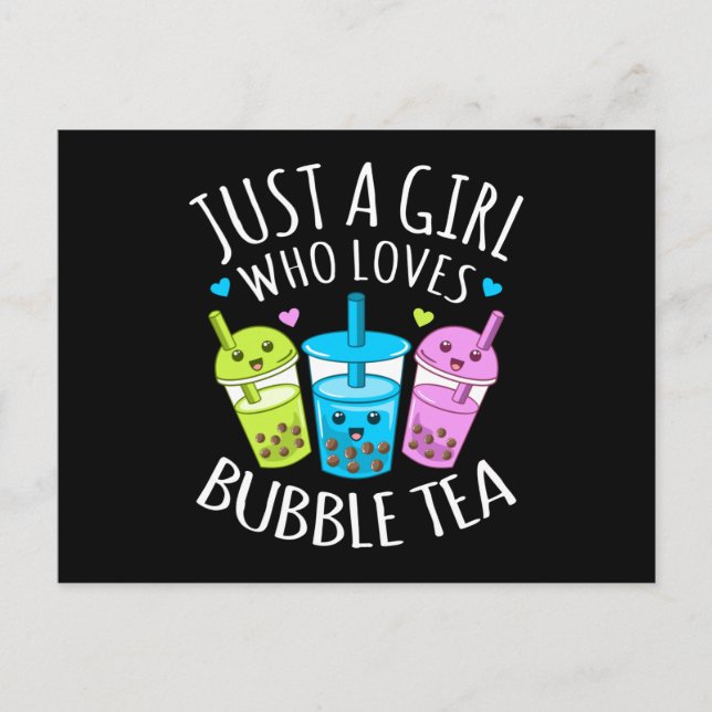 Just A Girl Who Lieben Bubble Tea Boba Kawaii Tea Postkarte (Vorderseite)