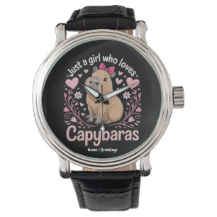 Just a Girl Who Lieben Capybaras Funny Niedliches  Armbanduhr