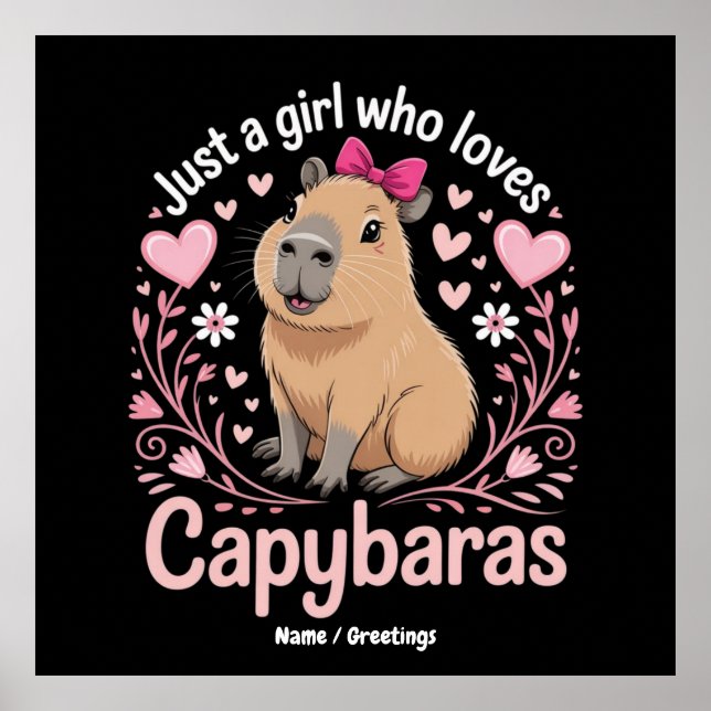 Just a Girl Who Lieben Capybaras Funny Niedliches  Poster (Vorne)