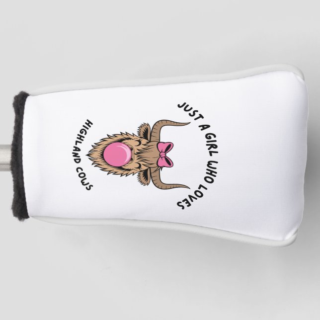 Just a Girl Who Lieben Highland Cows Scottish Golf Headcover (Vorderseite)