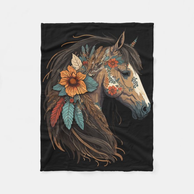 Just A Girl Who Lieben Horses Co. Reitpferd Fleecedecke (Vorderseite)