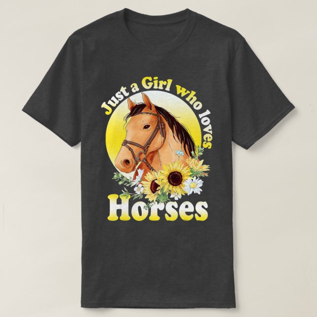 Just a Girl Who Lieben Horses - Riding Girls T-Shirt (Design vorne)