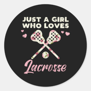 Just a Girl Who Lieben Lacrosse Lax Player Goalie  Runder Aufkleber