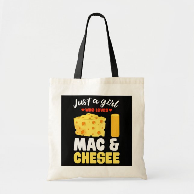 Just A Girl Who Lieben Mac Cheese Funny Macaroni Tragetasche (Vorne)