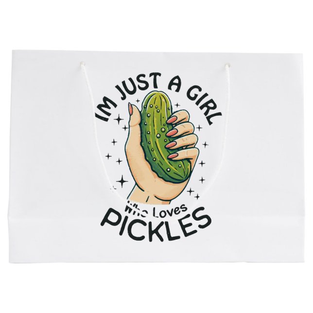 Just a Girl Who Lieben Pickles - Funny Vegan Große Geschenktüte (Rückseite)