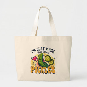 Just a Girl Who Lieben Pickles - Funny Vegan Jumbo Stoffbeutel