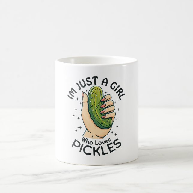 Just a Girl Who Lieben Pickles - Funny Vegan Kaffeetasse (Mittel)