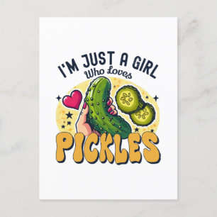 Just a Girl Who Lieben Pickles - Funny Vegan Postkarte