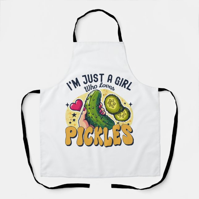 Just a Girl Who Lieben Pickles - Funny Vegan Schürze (Vorderseite)