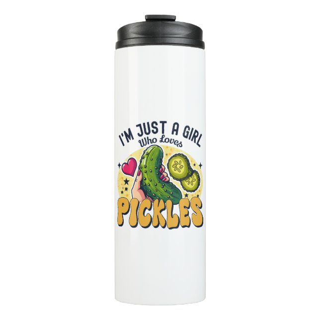 Just a Girl Who Lieben Pickles - Funny Vegan Thermosbecher (Vorderseite)